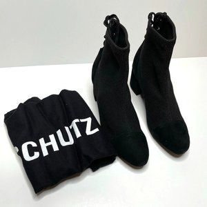 NIB SCHUTZ EMILIA KNIT TEXTURED BOOTIE IN BLACK  SZ  8.5